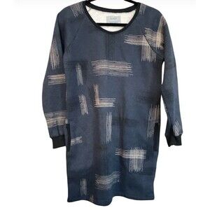 Tonle Women’s Size Small  Sweater Dress Navy & White Long Sleeve EUC